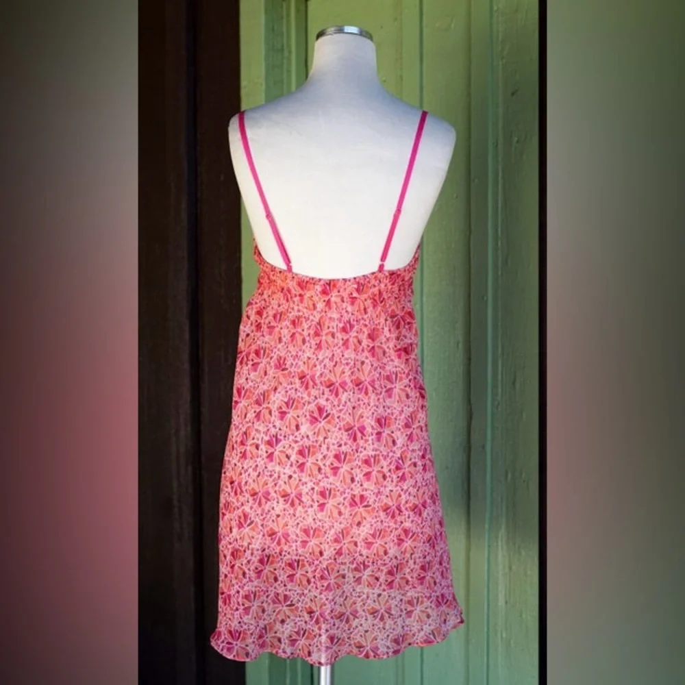 Oscar de la Renta 2000s Pink Orange Retro Look Floral Print Nightgown